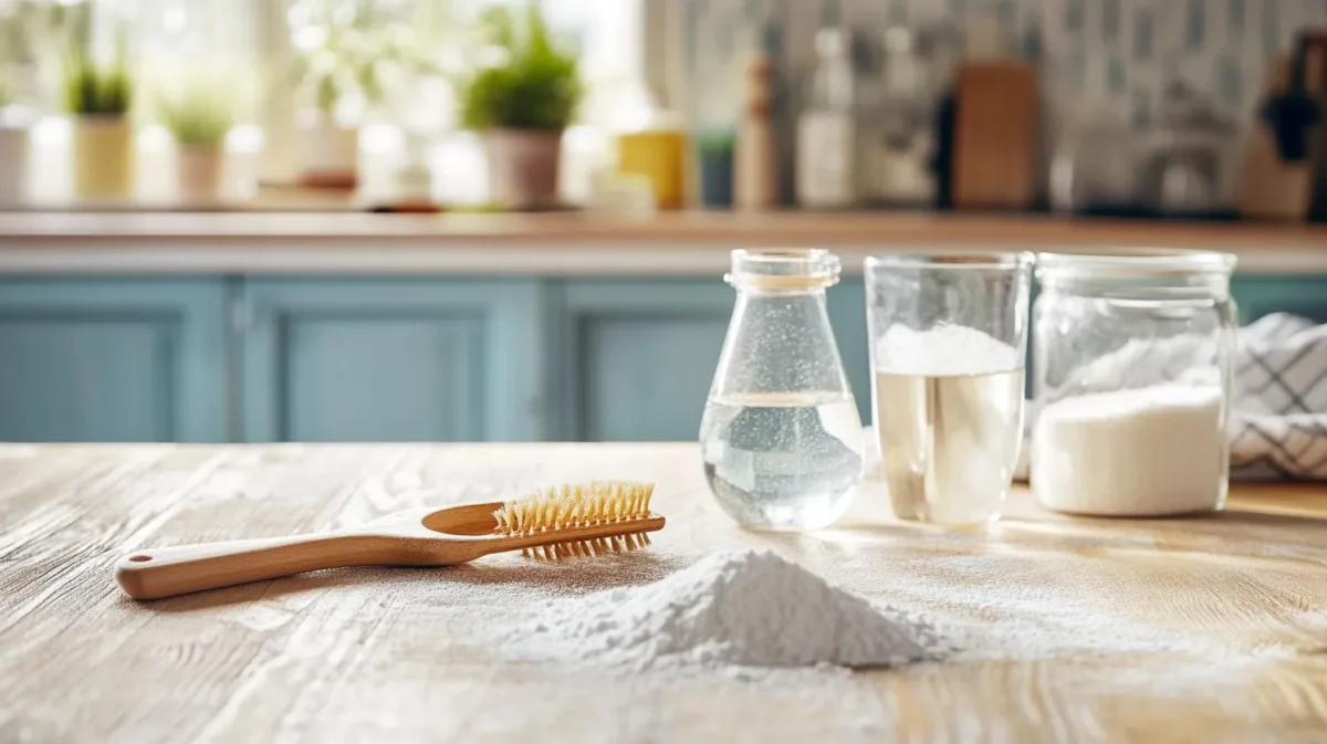 how to remove sticky residue on glass with baking soda and water