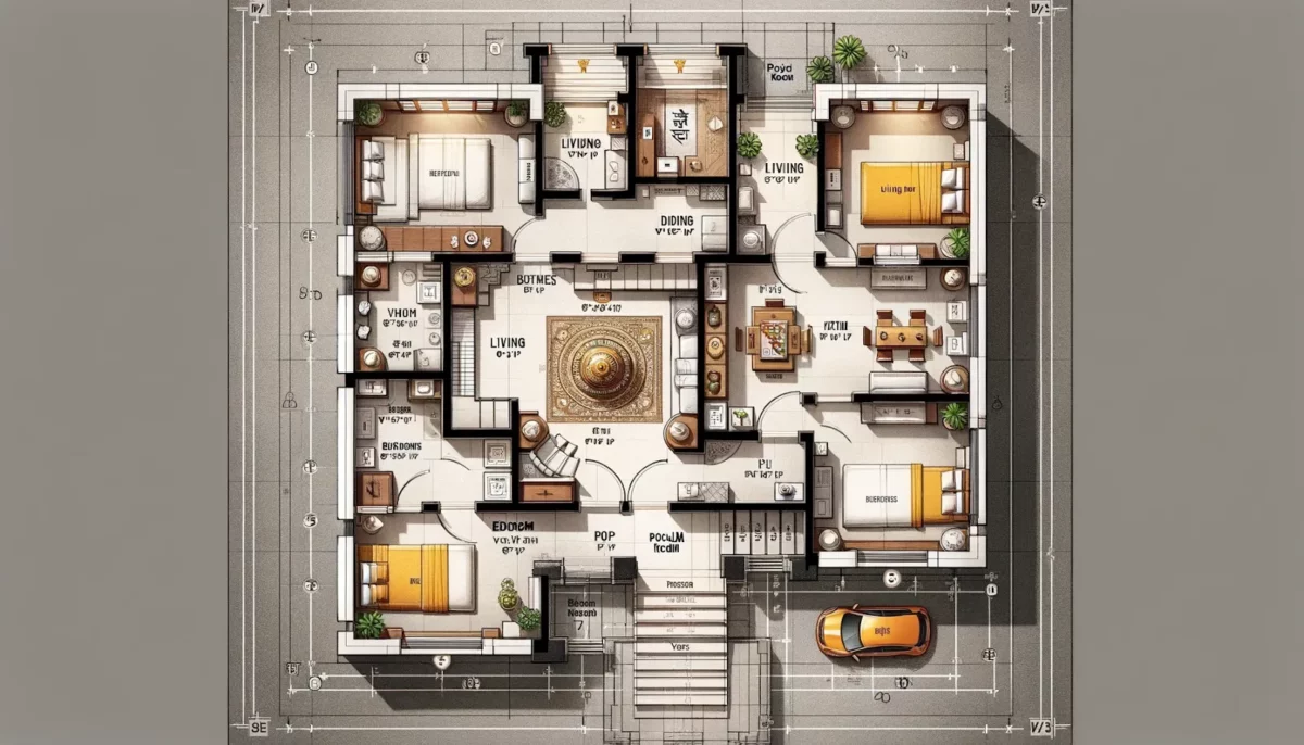 north facing duplex house vastu plan with pooja room