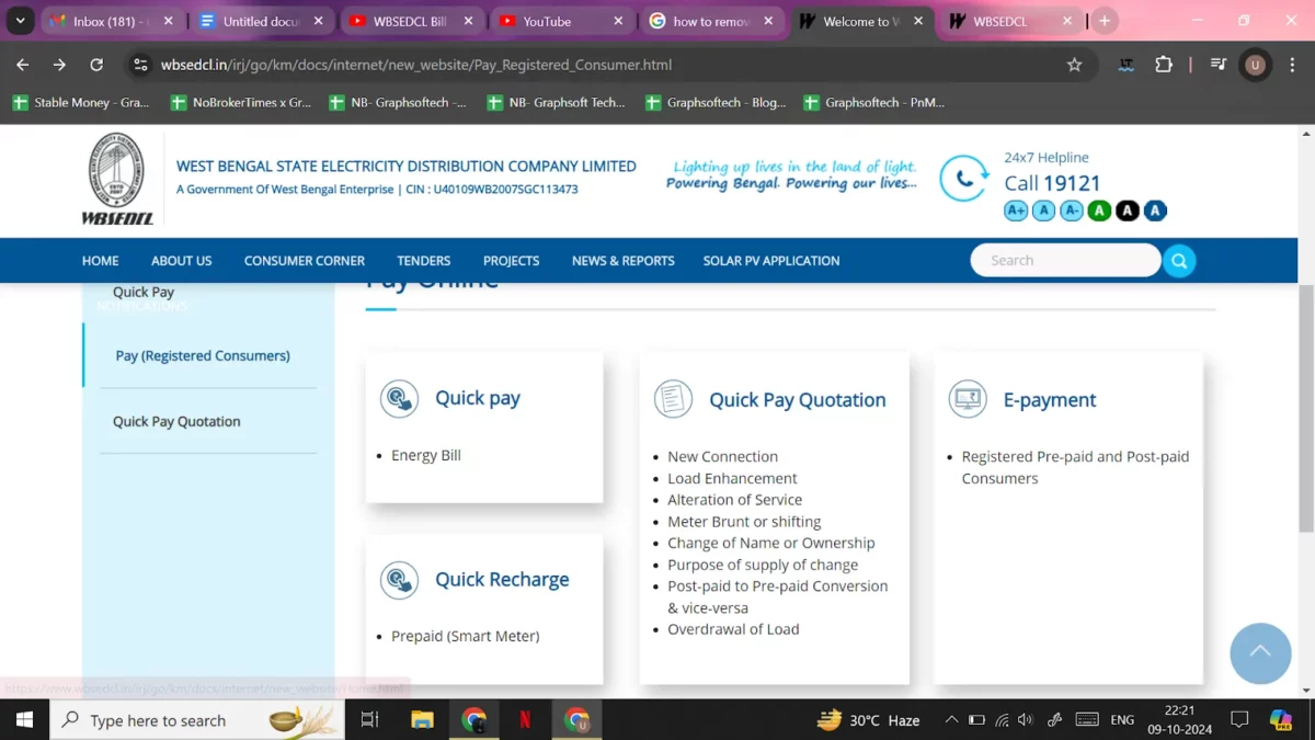 quick pay wbsedcl bill payment