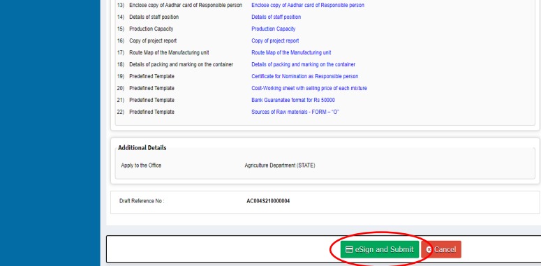 select the e sign for apply a new e khata online registration