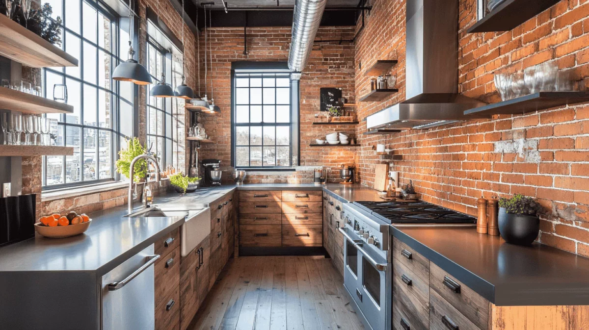 Simple Low Budget Industrial Chic Theme-Based  Kitchen Design