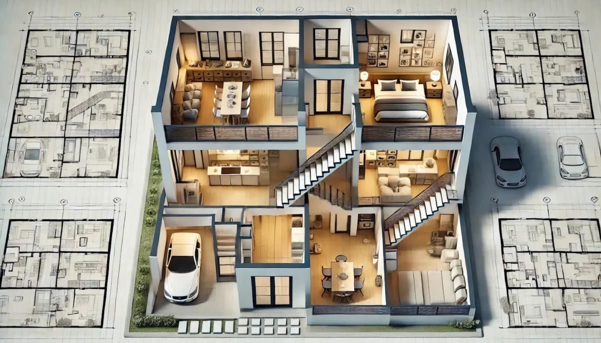 standard duplex homes 600 sq ft east facing plan