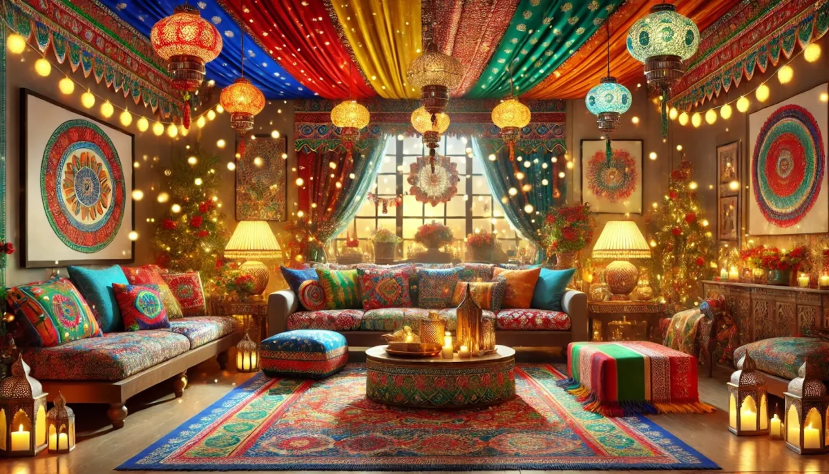 vibrant festive atmosphere living room design idea