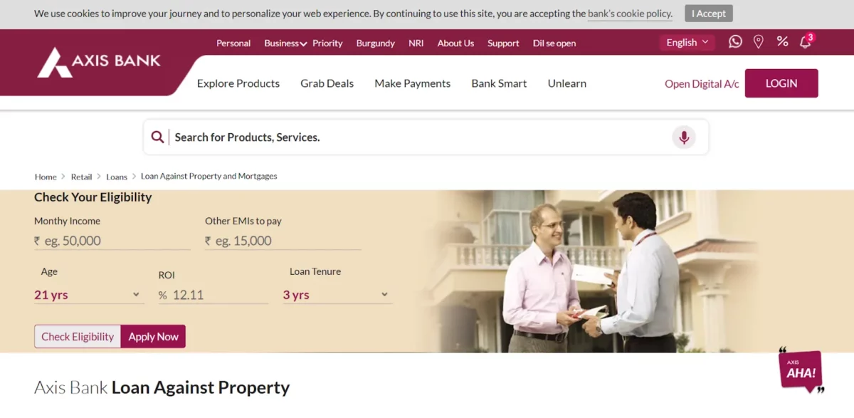 apply for an axis bank loan against property