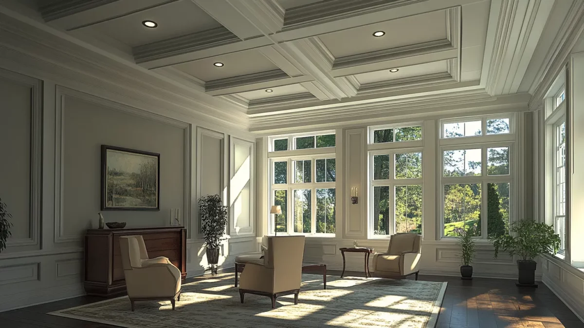 coffered ceiling for simple main hall