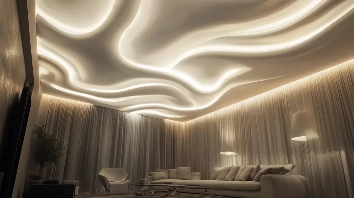 double layer infinity edge hall fall ceiling design