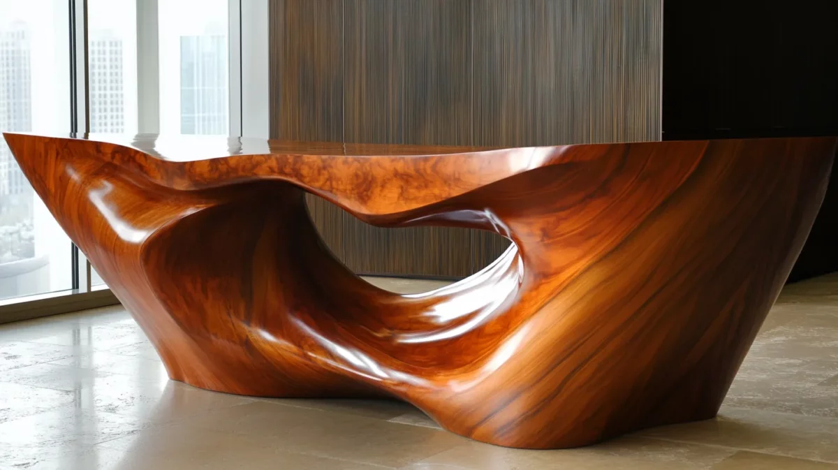 eco modern sculptural reception table design