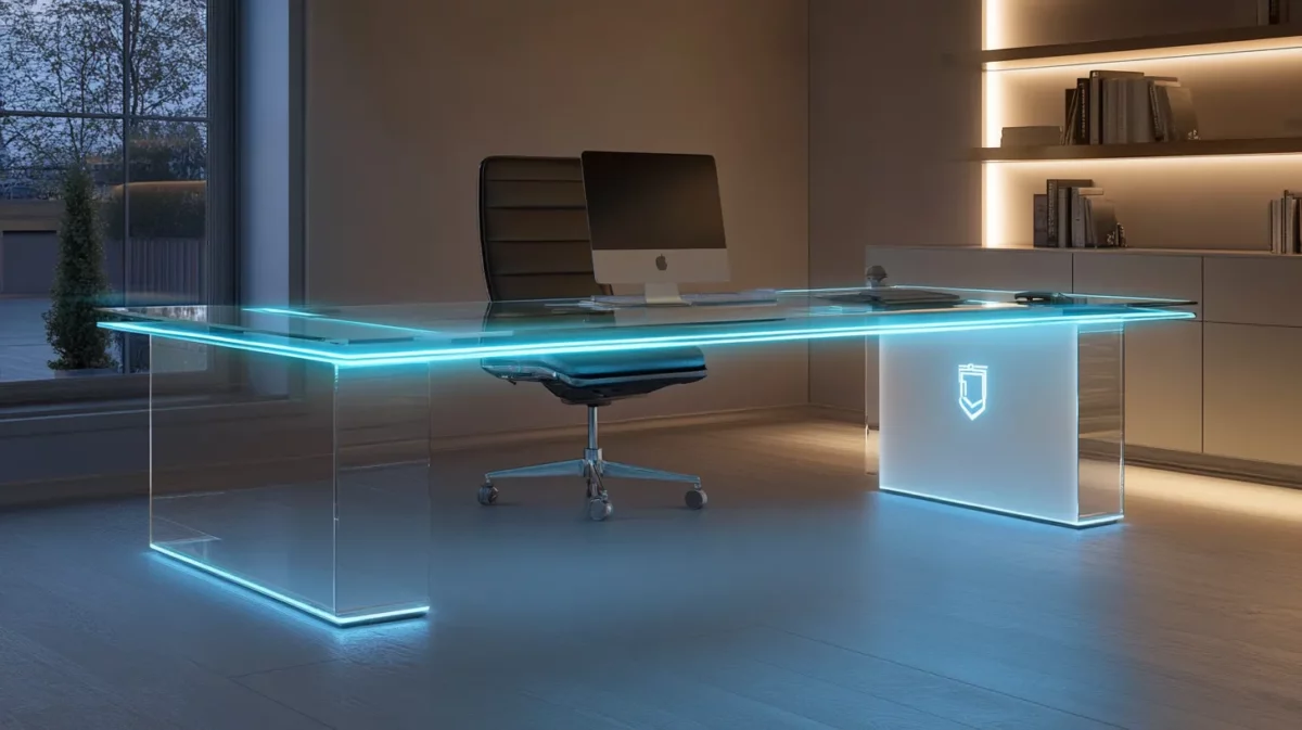 floating glass panel office reception table design