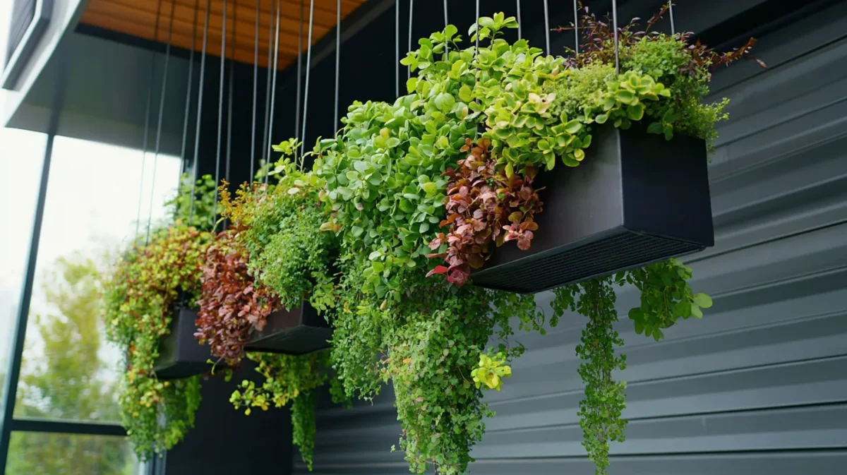 hanging planters for airy greenery rooftop garden design