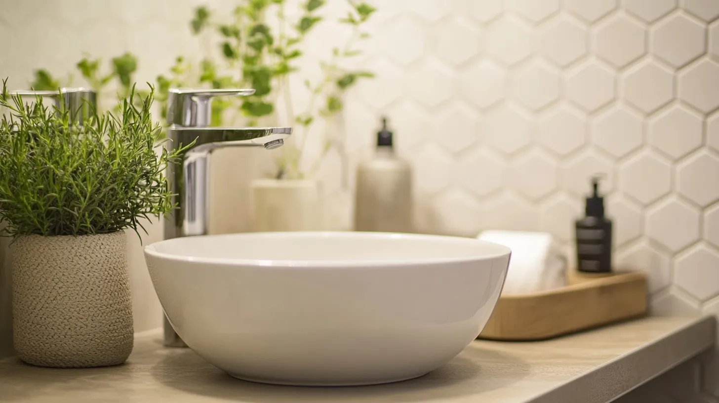 hexagonal tiles for small hall wash basin