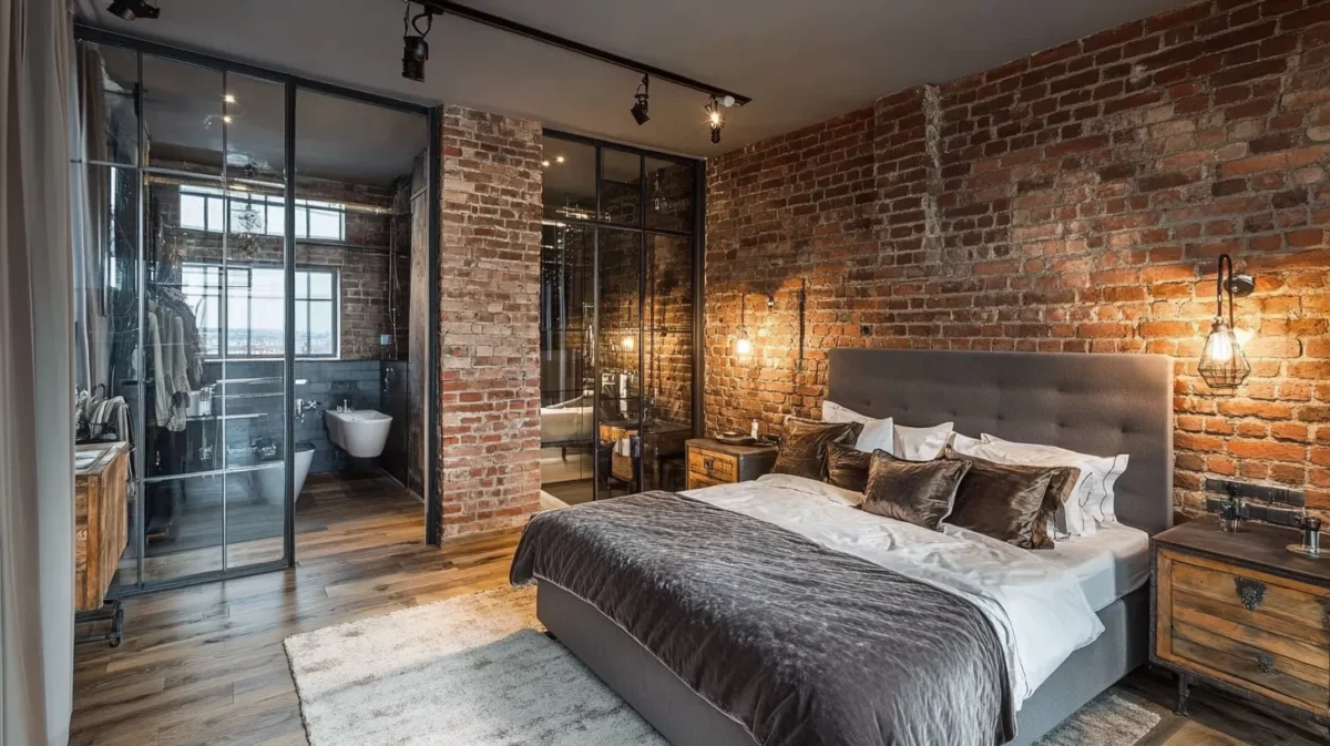 industrial chic with modern elegance luxury bedroom interior