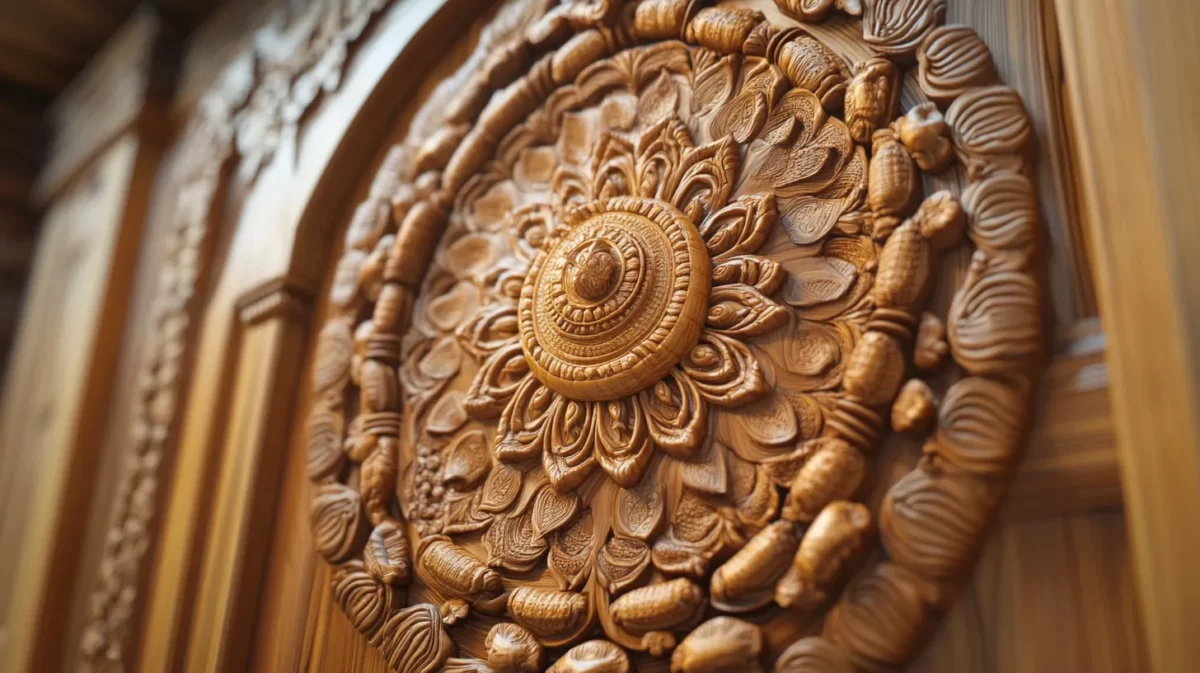 mandala patterned cnc door for pooja room