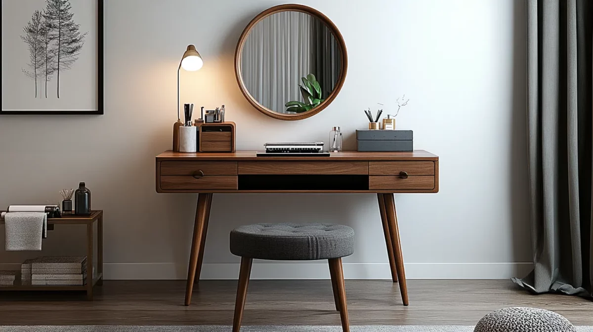 mid century traditional wooden dressing table design