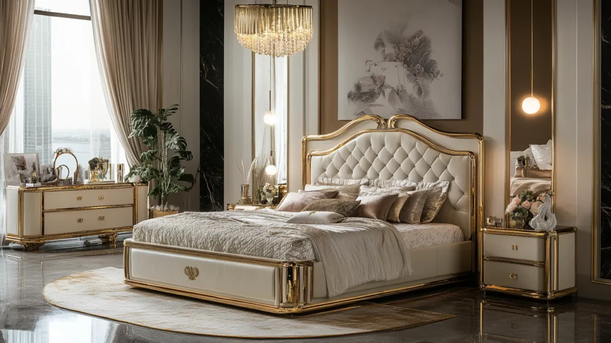 minimalist gold accents luxury bedroom design