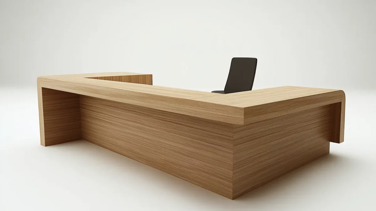 minimalist l shape reception table design