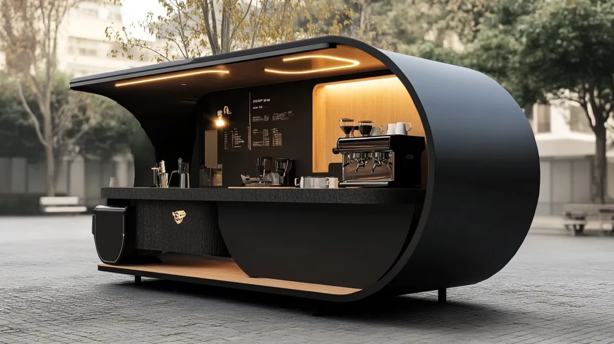 mobile coffee pod design idea for mini coffee shop