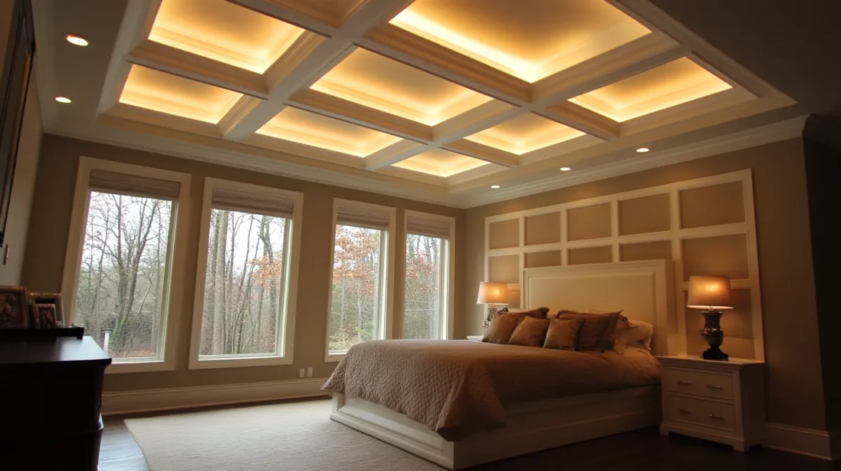 modern coffered luxury bedroom ceiling design