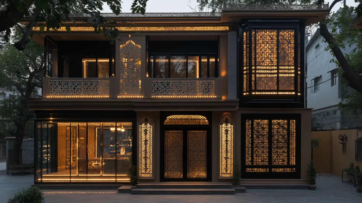 modern haveli style shop front elevation design