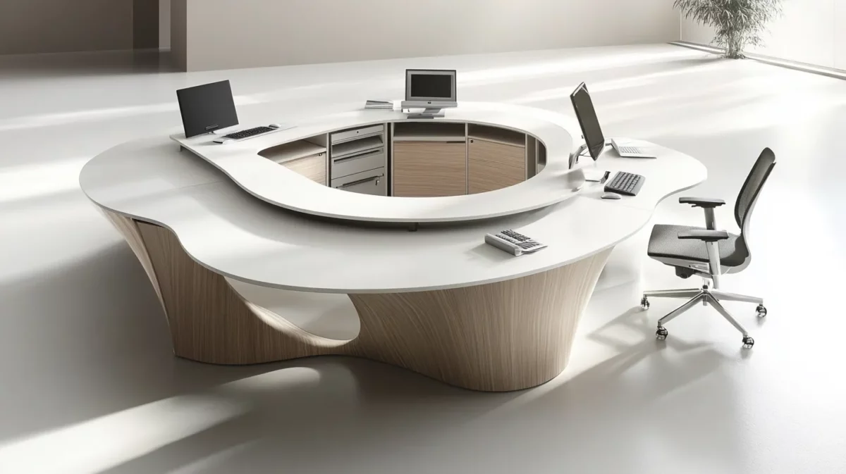 multi level workstation for small office reception designs