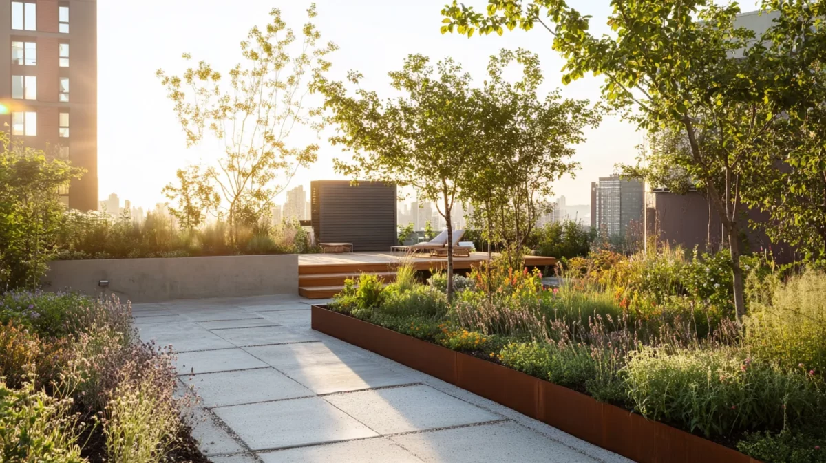 native and drought tolerant plants garden in rooftop