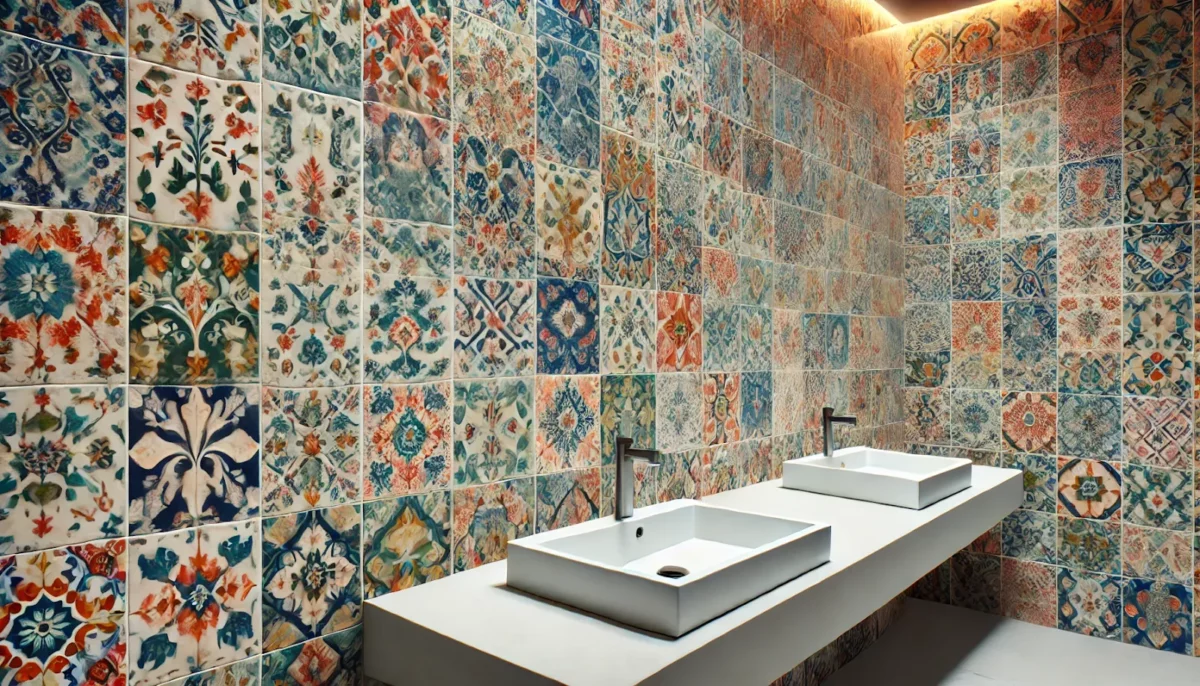 patterned tiles to elevate your small hall wash basin design