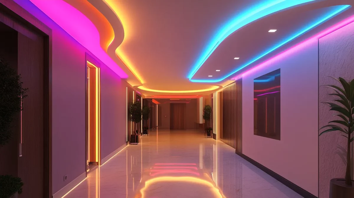 rgb cove lighting system ceiling design for hall