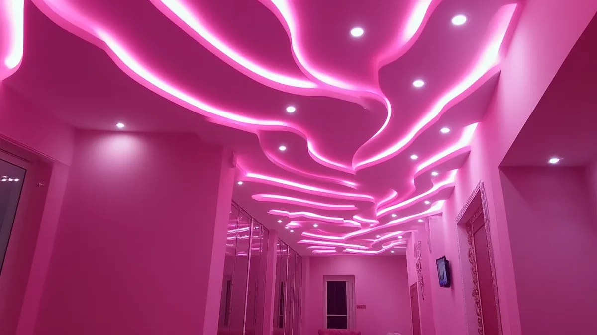 strip light pop fall ceiling design for simple main hall