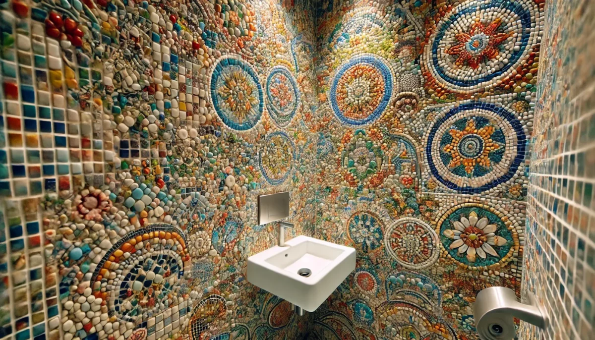 tiny mosaic tiles for small hall wash basin