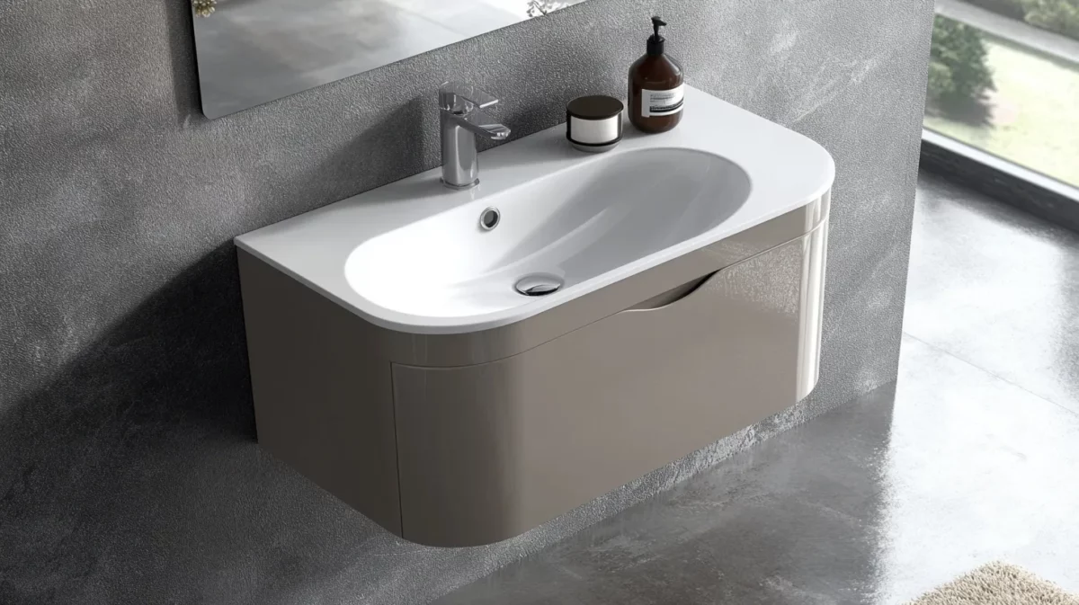 wall mounted basin with cabinet for hall