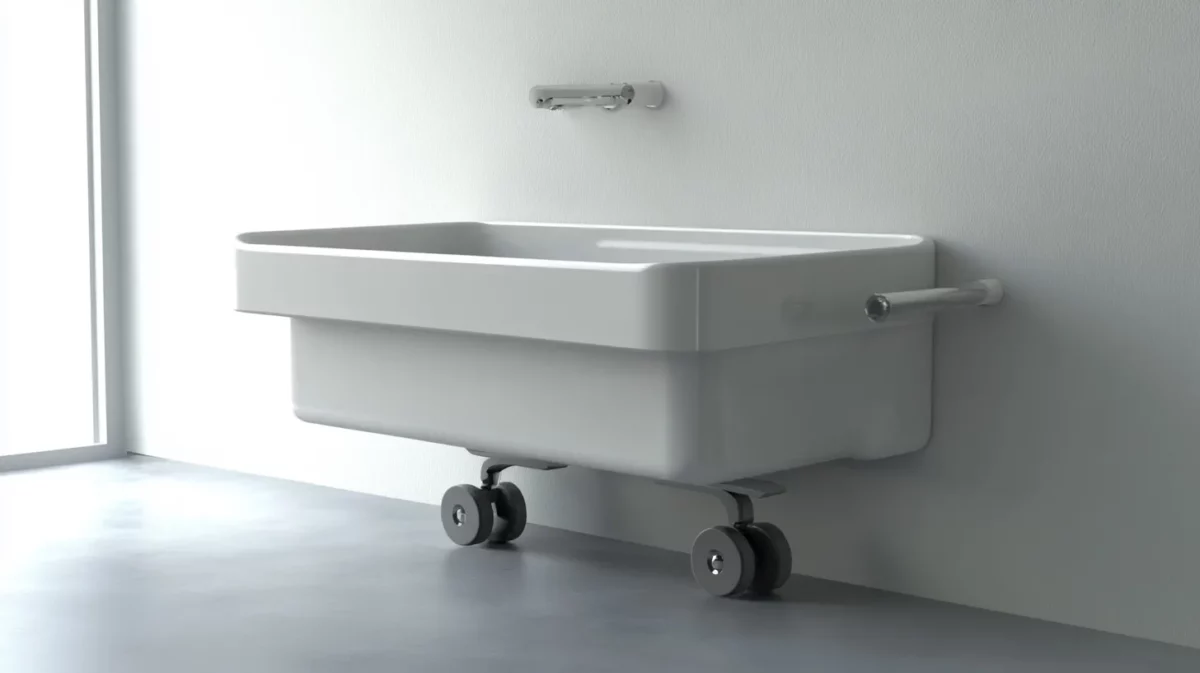 wheel mounted wash basin design for modern hall