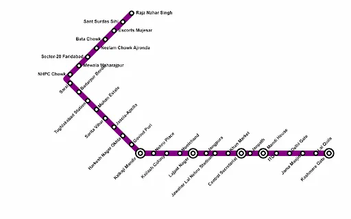 Delhi Violet Line Metro Map