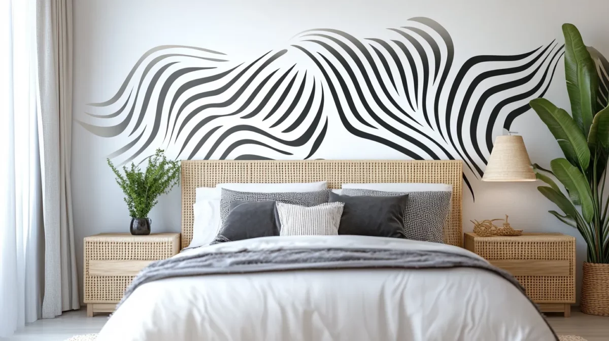 abstract art wall stencils for bedroom wall