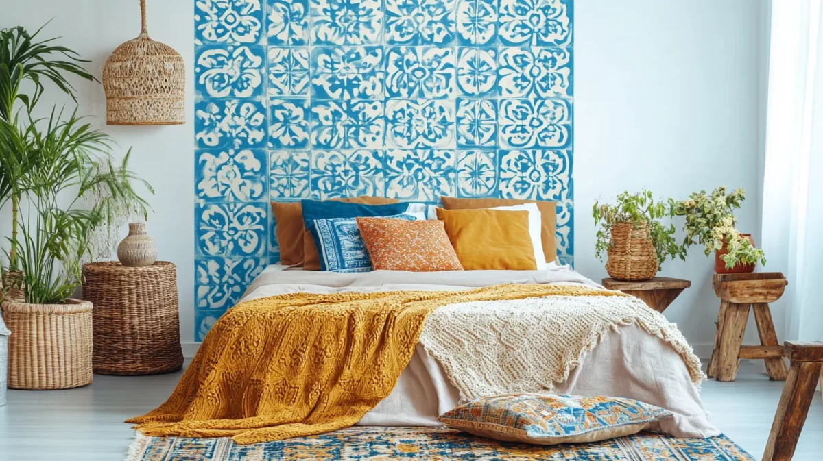 bohemian pattern wall stencils for bedroom