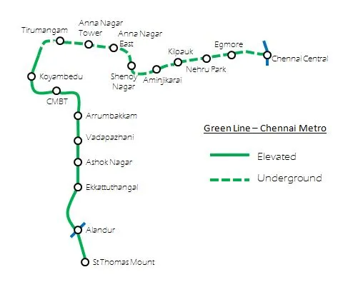 chennai green line metro map