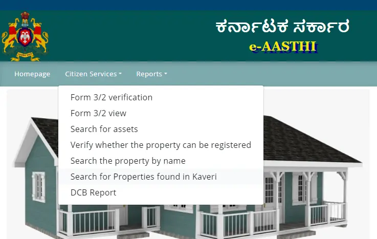 click on search for properties found in kaveri