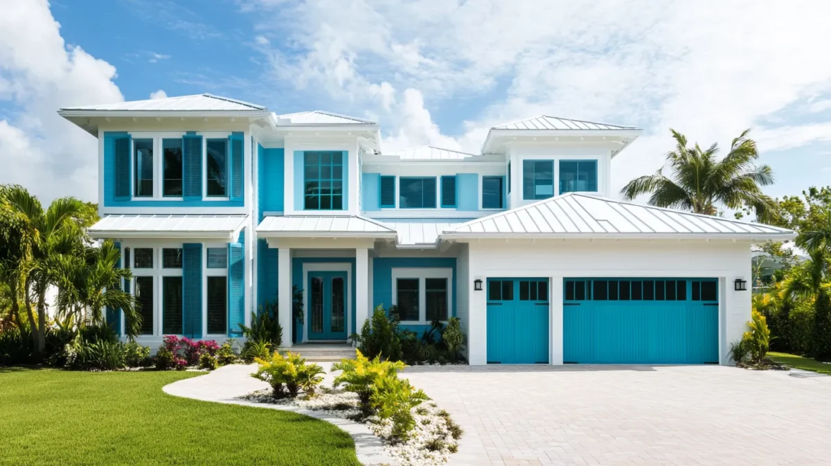 exterior white colour combination with teal