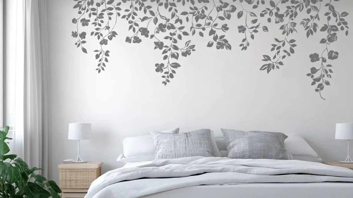 floral bedroom wall stencils design