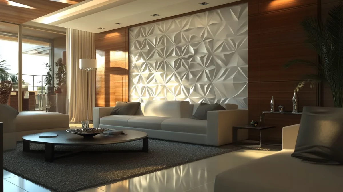 geometric decorative wall paneling for living room