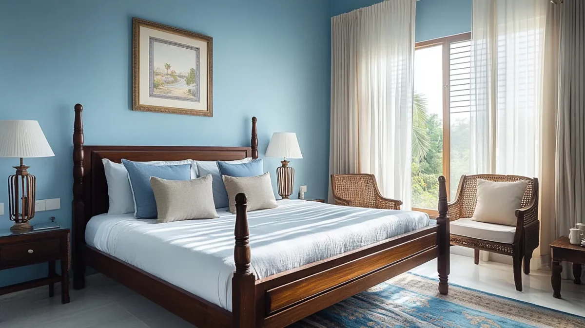 light blue with white north west bedroom colour as per vastu