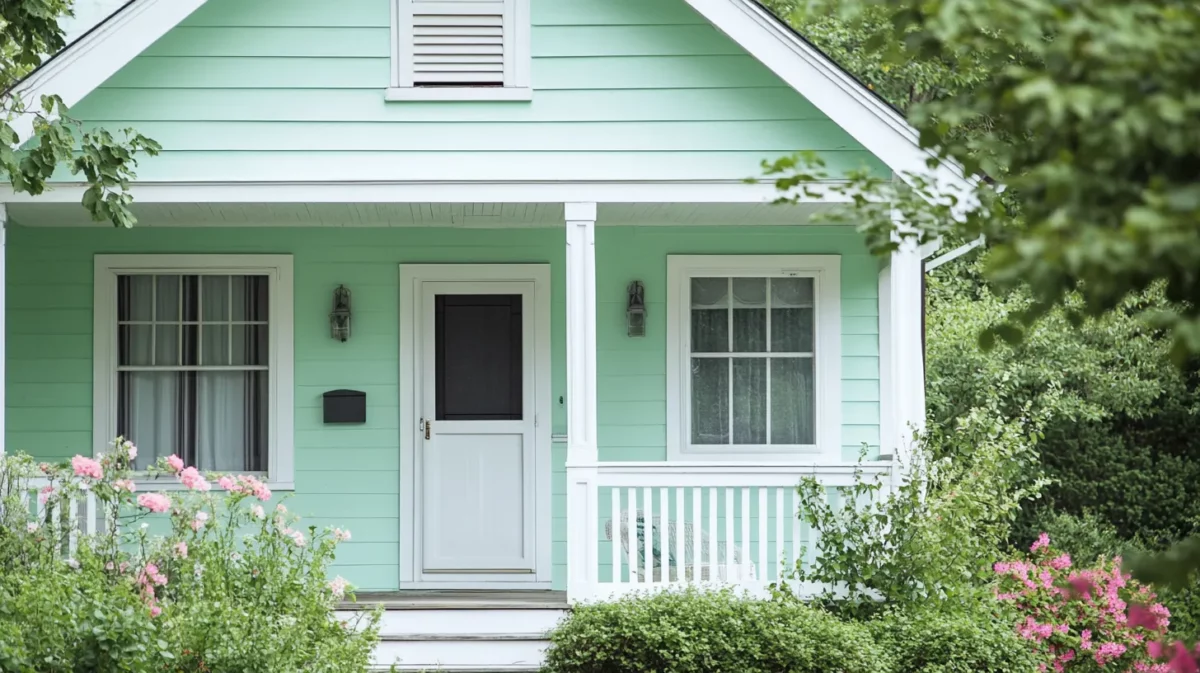 mint green and white colour combination for house exterior