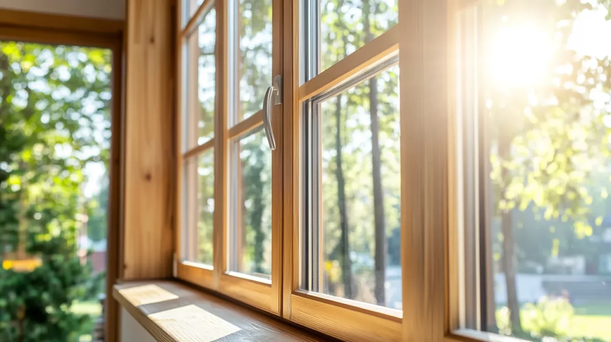 modern glass and wood window design.