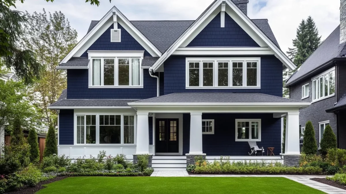 navy blue and white colour combination for house exterior