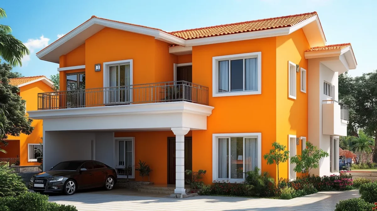 orange and white exterior paint colors for indian homes