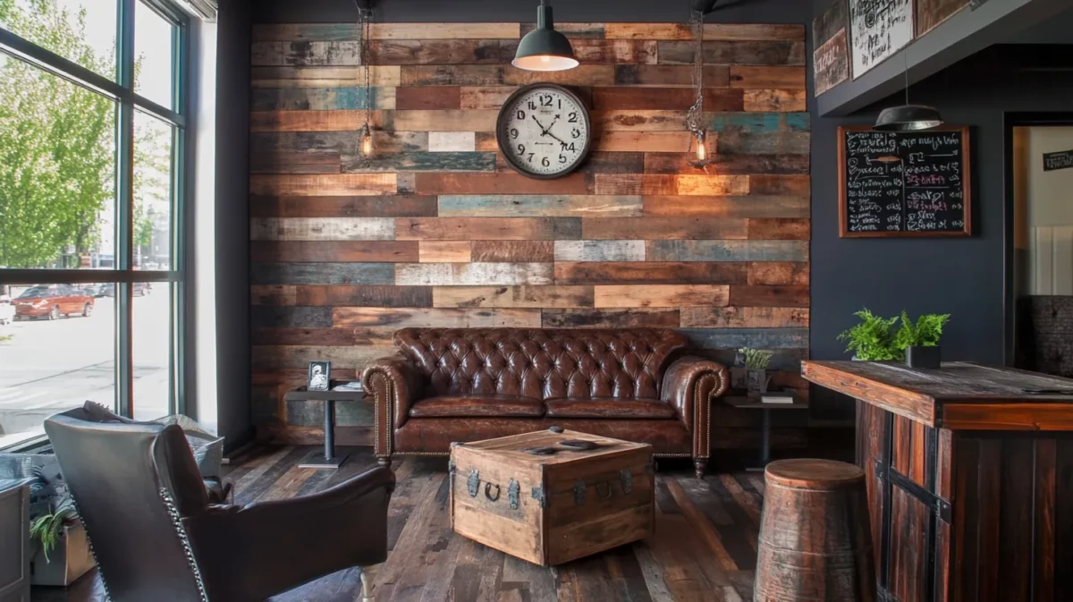 reclaimed wooden wall panels for living room