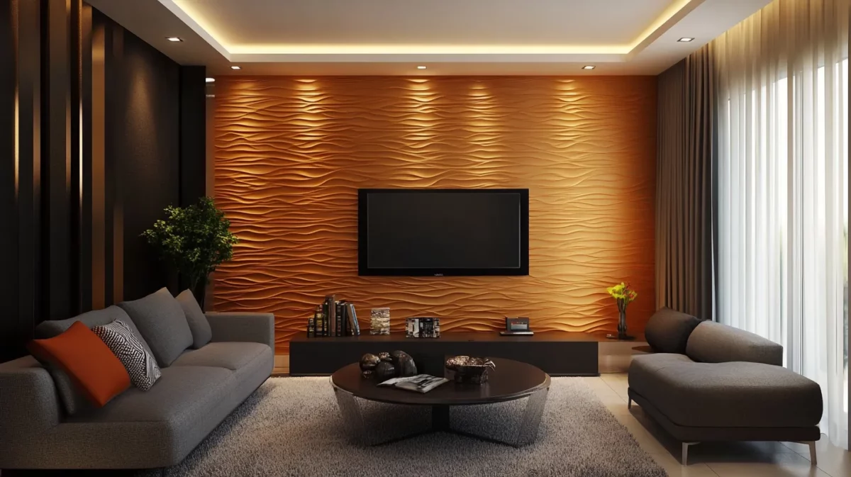 textured pvc wall panel design for living room