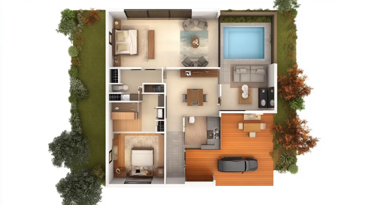 three bedroom classic house floor plan