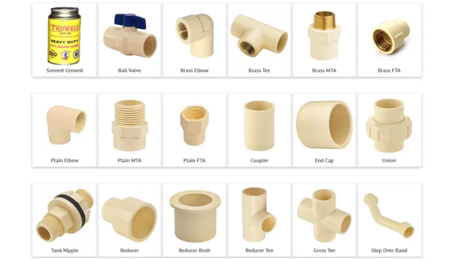 toilet plumbing materials name list