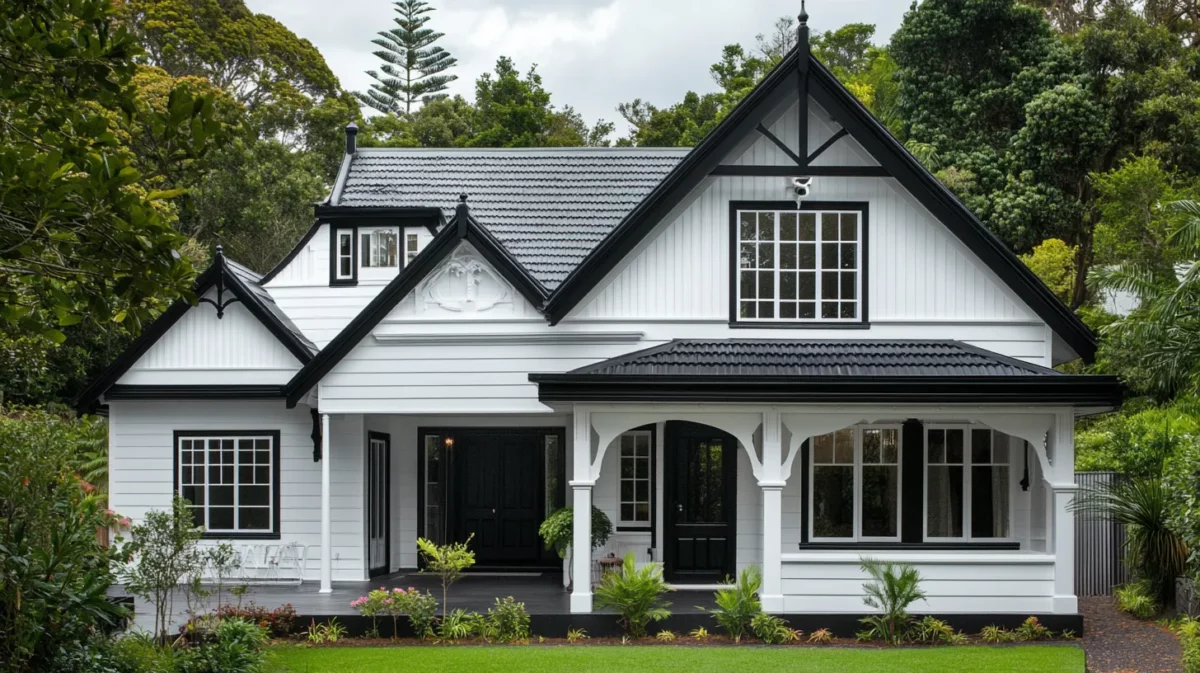 white exterior paint colour combinations with black