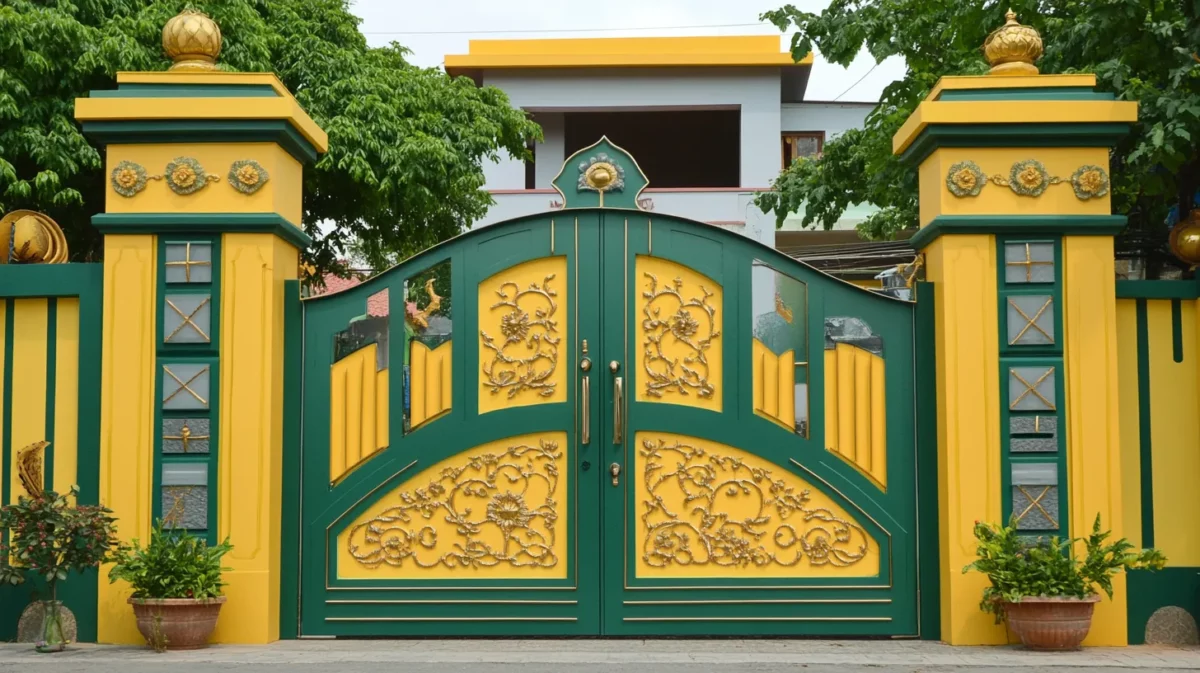 yellow and green colour combination as per vastu for main gate