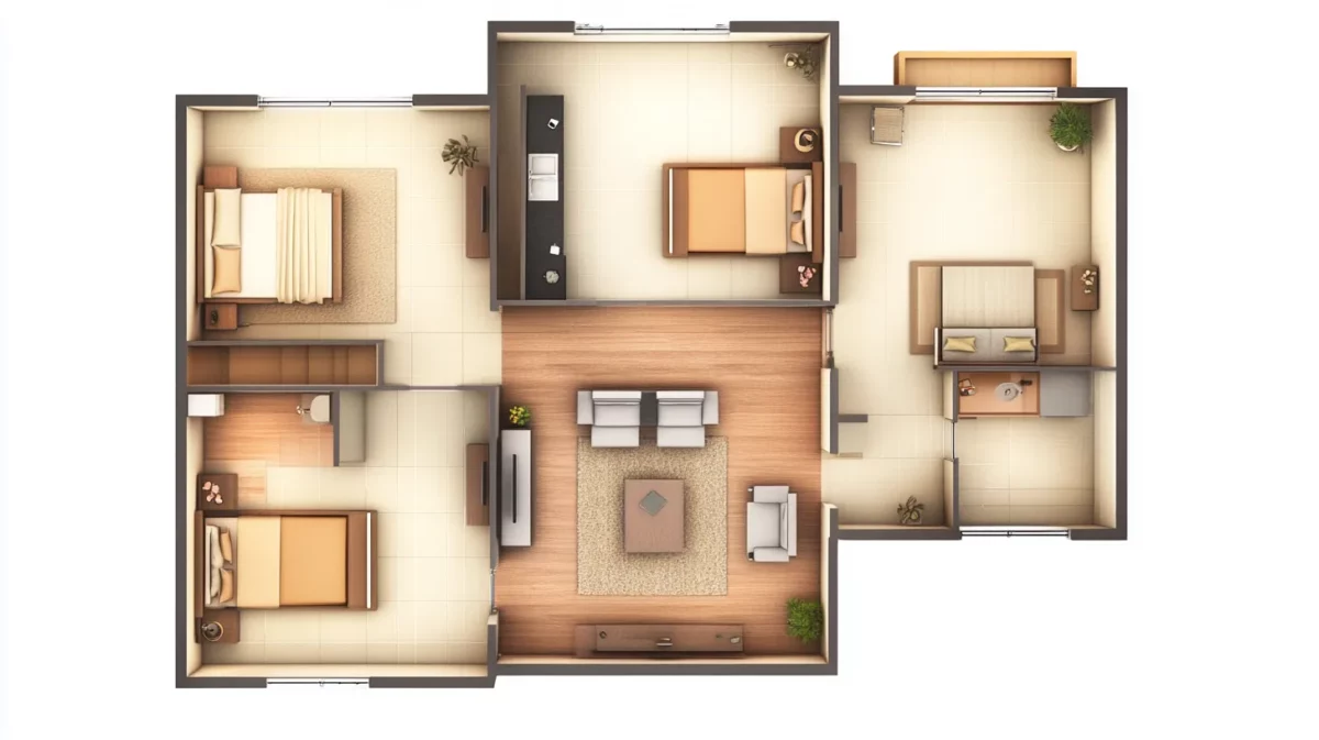 2bhk south facing house vastu plan